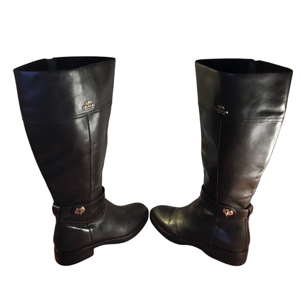 Coach Eva Dark Brown Leather Riding Boots Women’s SZ 7B - Picture 4 of 7